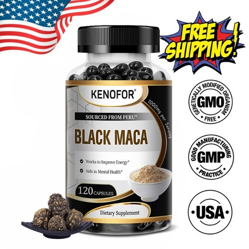 Black maca root 120 capsules - black,