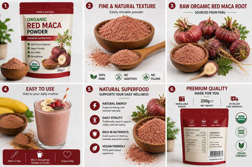 Organic red maca powder - red, 100%